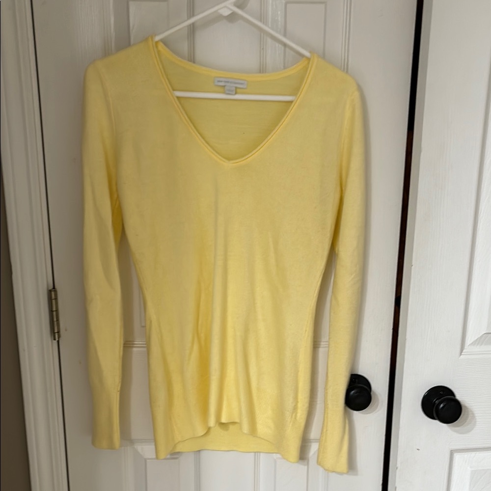 New York & Company Yellow V-Neck Women's Sweater
